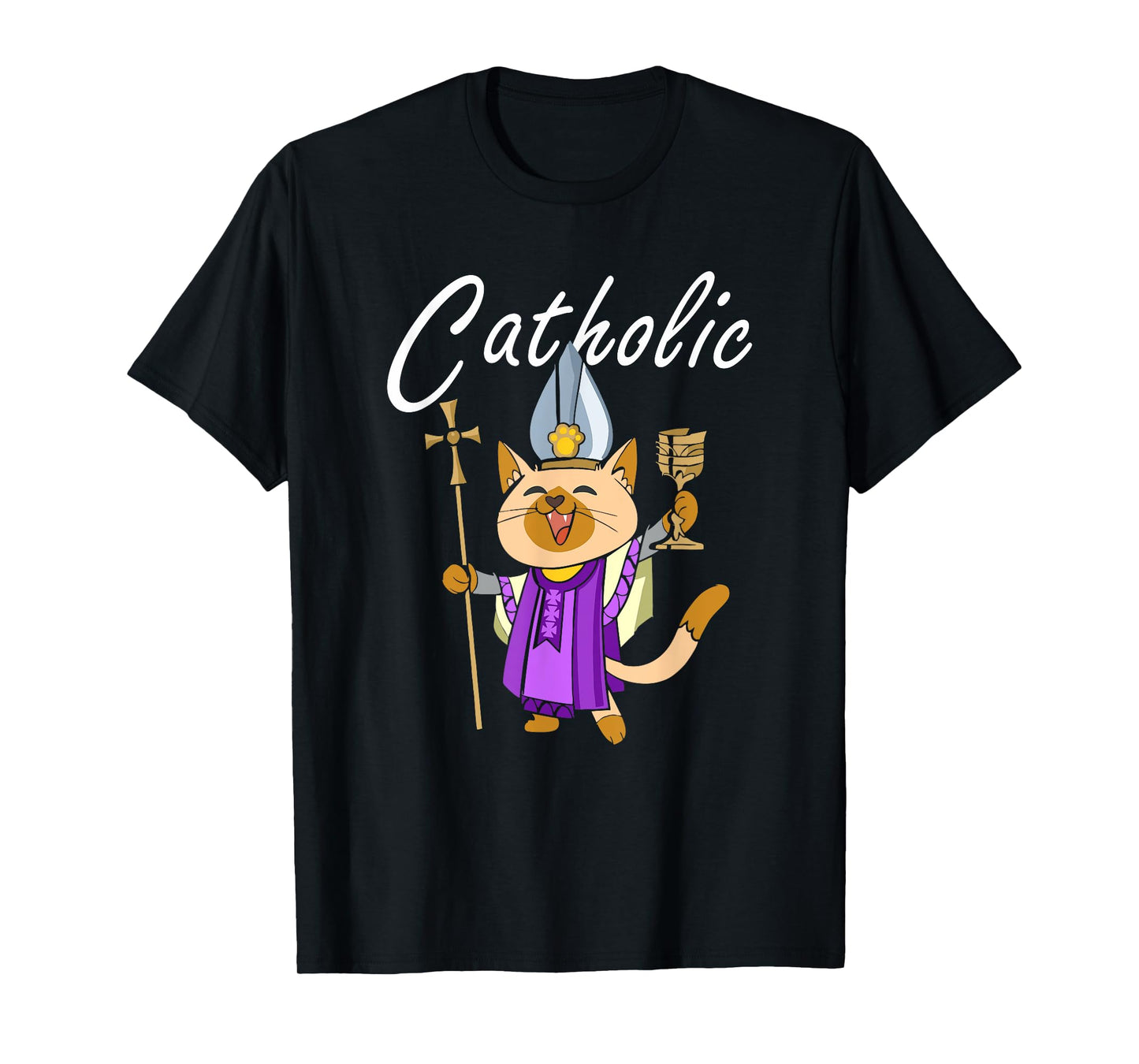 Catholic - Gift Ideas For Christian Catholic Cat Lover T-Shirt for Men Women Kids