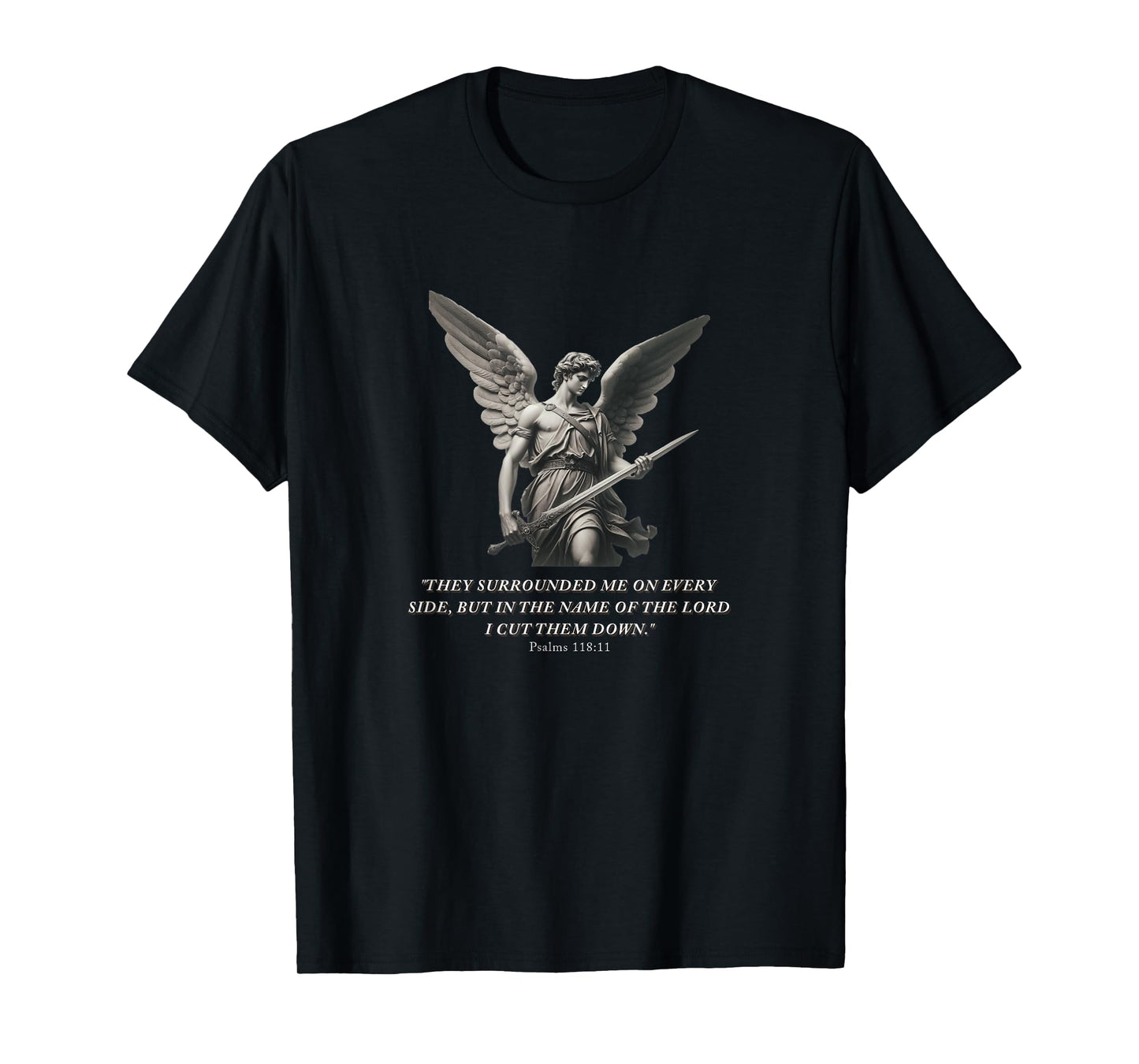 Angel Warrior – Bible Verse Psalm 118:11 Gym Motivation T-Shirt
