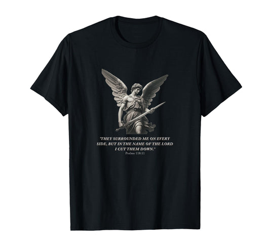 Angel Warrior – Bible Verse Psalm 118:11 Gym Motivation T-Shirt