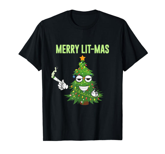 Merry Lit-Mas Christmas Trees Lights Funny Couples Matching T-Shirt