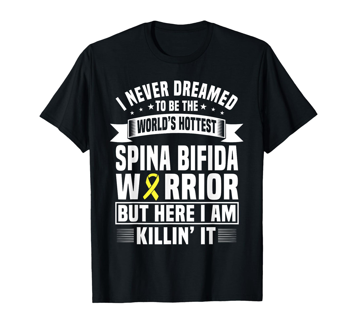 Funny Spina Bifida Warrior Yellow Ribbon Saying T-Shirt