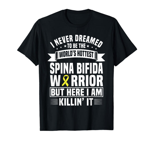 Funny Spina Bifida Warrior Yellow Ribbon Saying T-Shirt