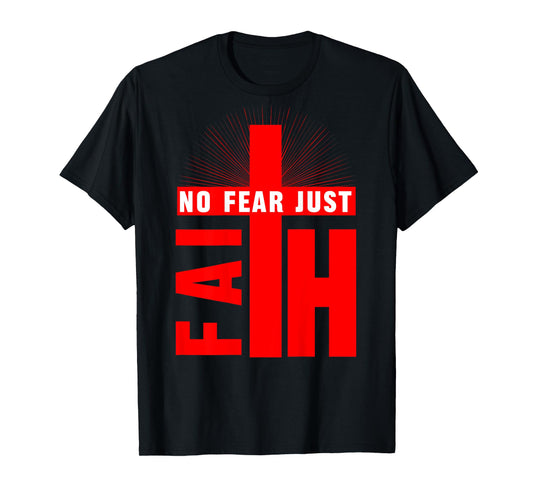Jesus Cross Bible Faith Over Fear Put God First ART ON BACK T-Shirt