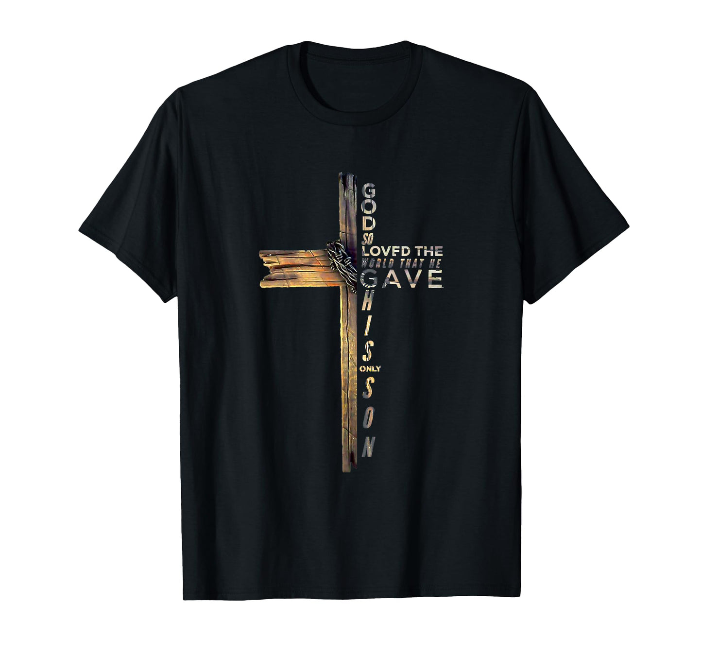 John 3:16 God So Loved The World Christian Cross T-Shirt