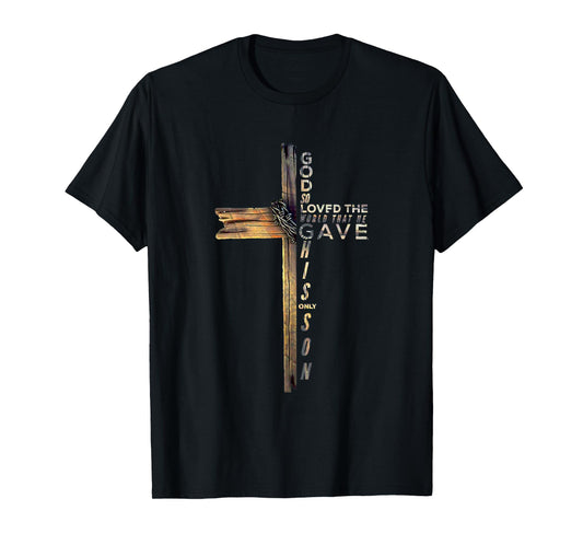 John 3:16 God So Loved The World Christian Cross T-Shirt