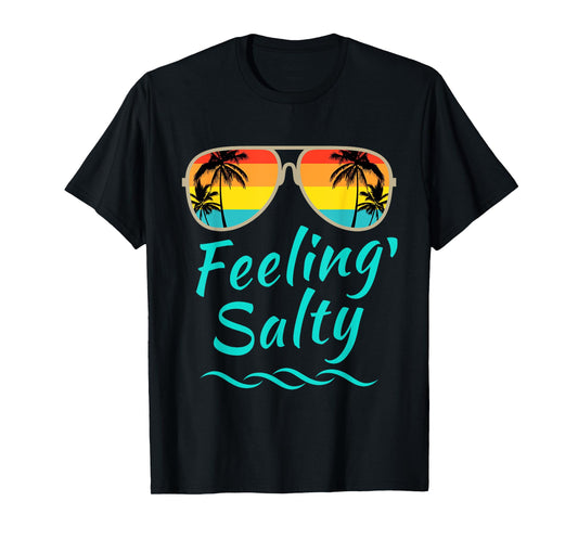 Feeling Salty Island Vacation Surfing Palm Retro Beach T-Shirt