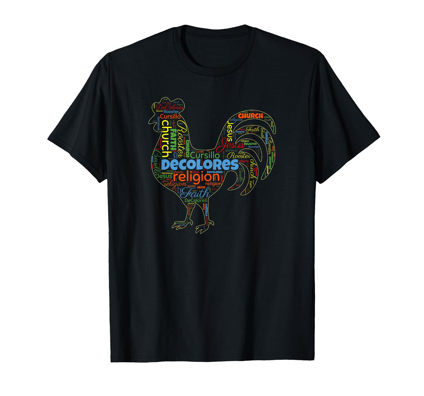 DeColores Cursillo Rooster Word Cloud T-Shirt