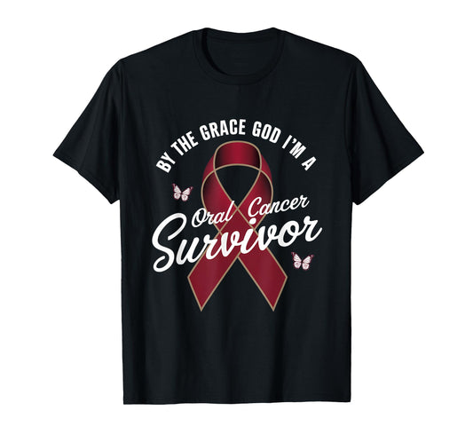 Oral Cancer Survivor By The Grace God Oral Awareness T-Shirt