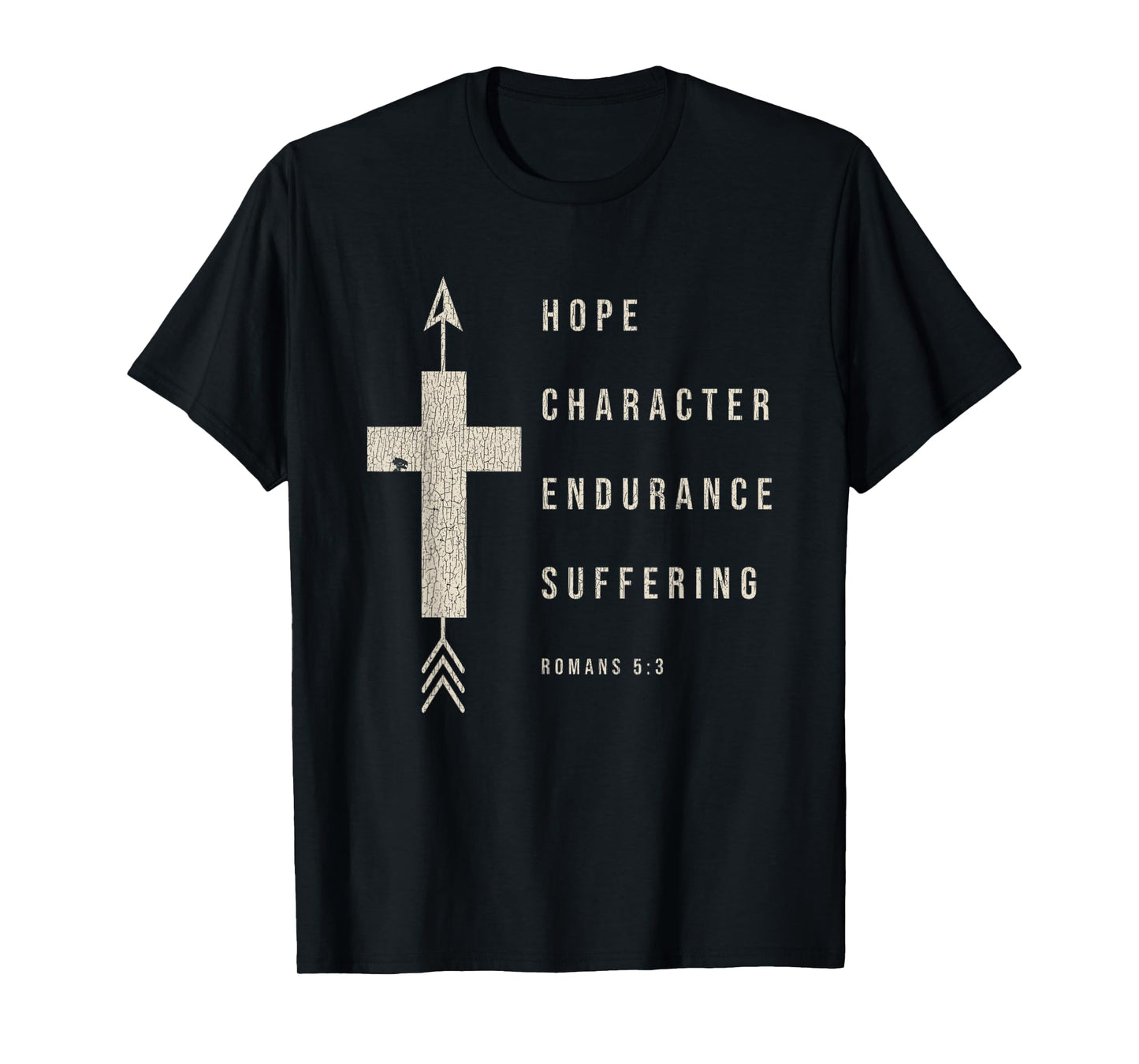 Vintage Hope Character Endurance Scripture Romans 5:3 Jesus T-Shirt