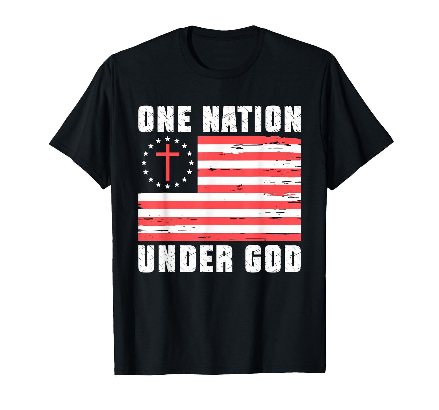 One Nation Under God Jesus Blessed American Flag T-Shirt