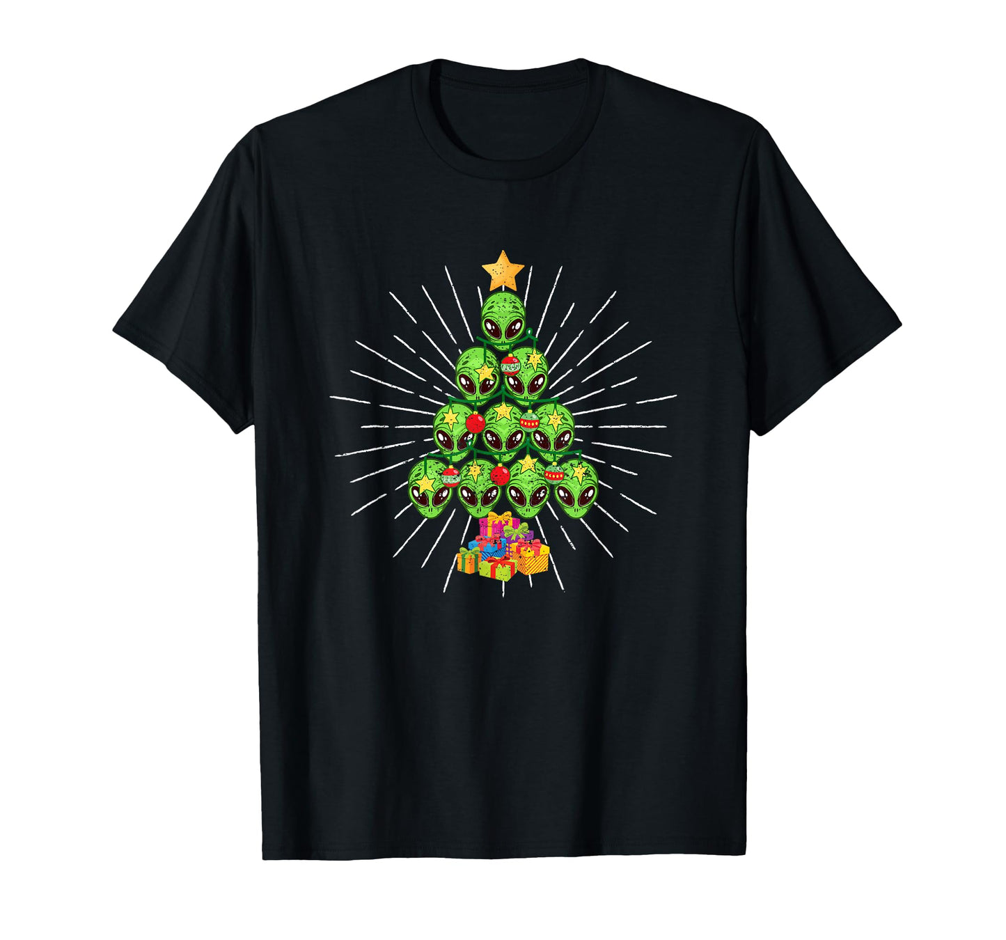Alien Christmas Tree Xmas Pajamas PJs Space Funny Christian T-Shirt