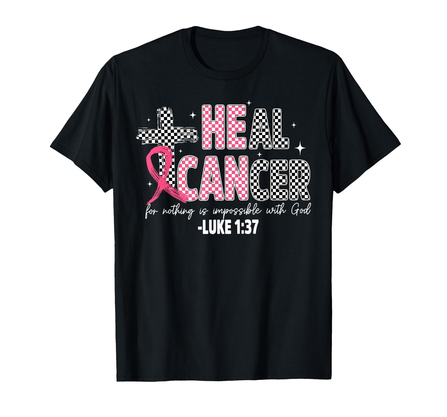 Heal Breast Cancer Coquette Christian God Faith Pink Ribbon T-Shirt