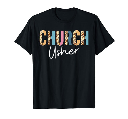 Church Usher Christian Bible Verse Leopard T-Shirt