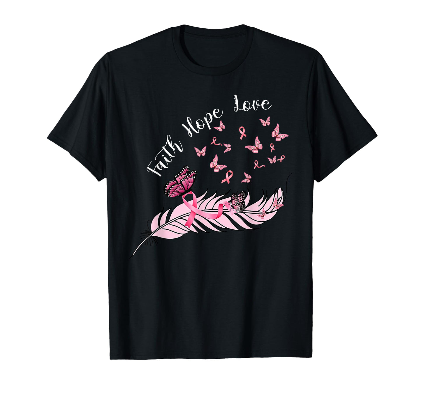 Faith Hope Love Feathers Butterfly Jesus Religious Christian T-Shirt