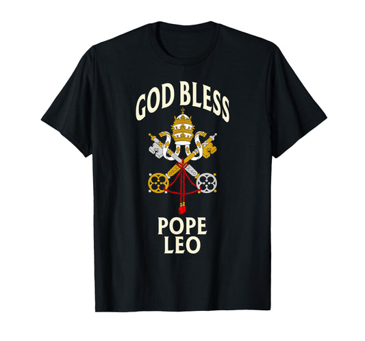 God Bless Pope Leo Vatican Crest Catholic Prayer Blessing T-Shirt