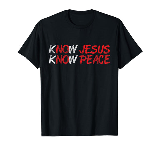 Vintage Know Jesus Know Peace Faith Religious Christian Gift T-Shirt