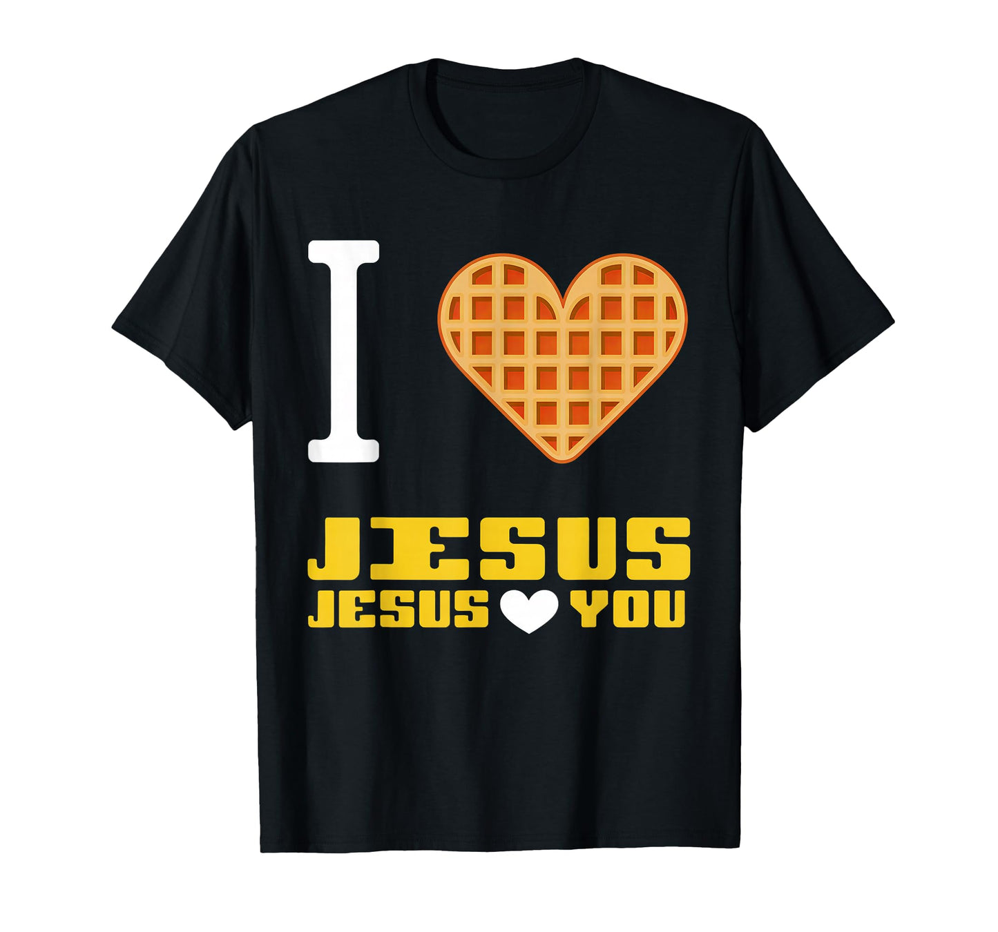 I Love Jesus Waffle Heart Funny Christian Breakfast T-Shirt