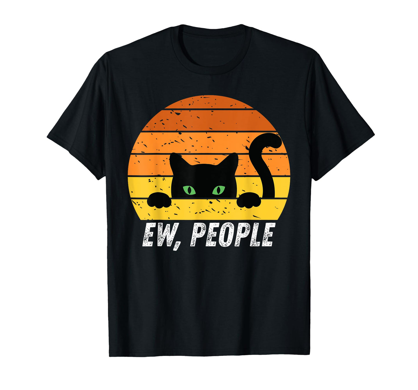 Ew People Retro Cat Funny Introvert Vintage Gifts Cat Lovers T-Shirt