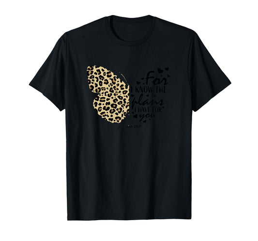 Cute Cheetah Print Butterfly Christian Religious Bible Quote T-Shirt