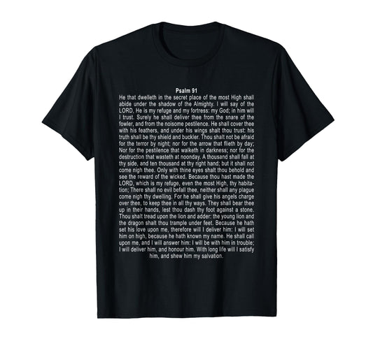 Psalms 91 Full KJV Bible Verse Protection & Safety Blessing T-Shirt