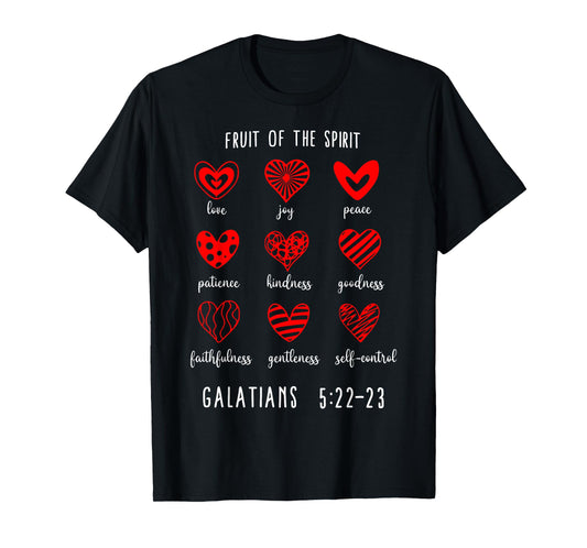 Christian Valentines Fruit Of The Spirit Bible Verse Hearts T-Shirt