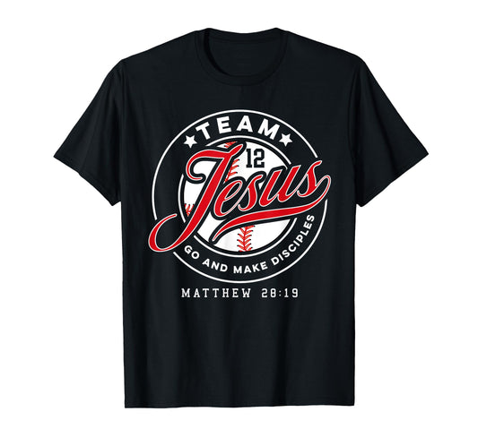 Jesus and Baseball Team Jesus Christian Matthew 28:19 Verse T-Shirt