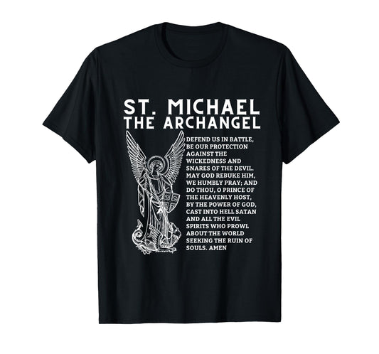 Prayer To St. Saint Michael The Archangel Print Christian T-Shirt