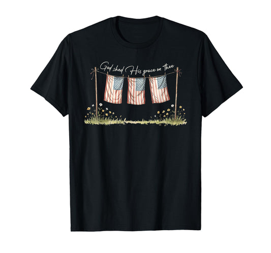 America God Shed His Grace on Thee Tee 4th of July Men Women T-Shirt