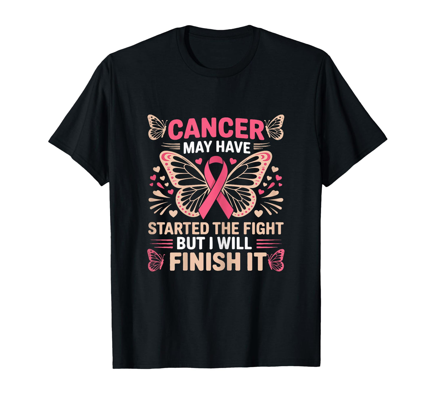 Breast Cancer Survivor I Will Finish The Fight Butterfly T-Shirt