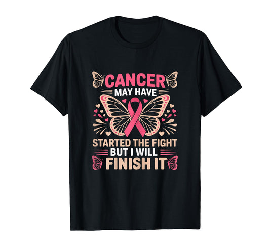 Breast Cancer Survivor I Will Finish The Fight Butterfly T-Shirt