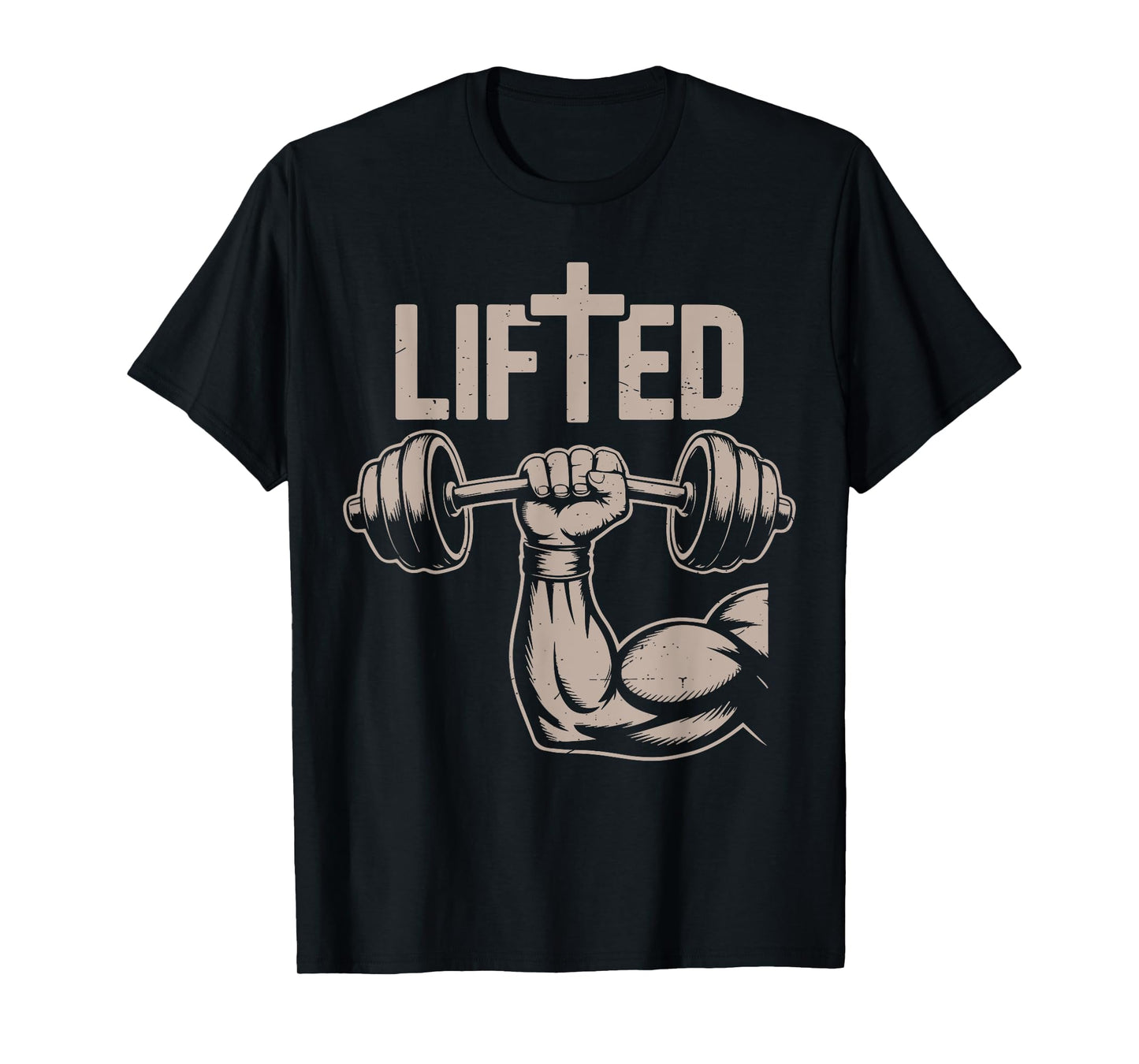 Lifted Funny Christian Workout Gym Jesus Weightlifting Cross T-Shirt