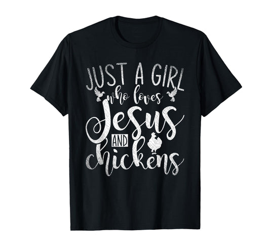 Funny Christian Farmer Women Girls Farm Chicken Faith Jesus T-Shirt