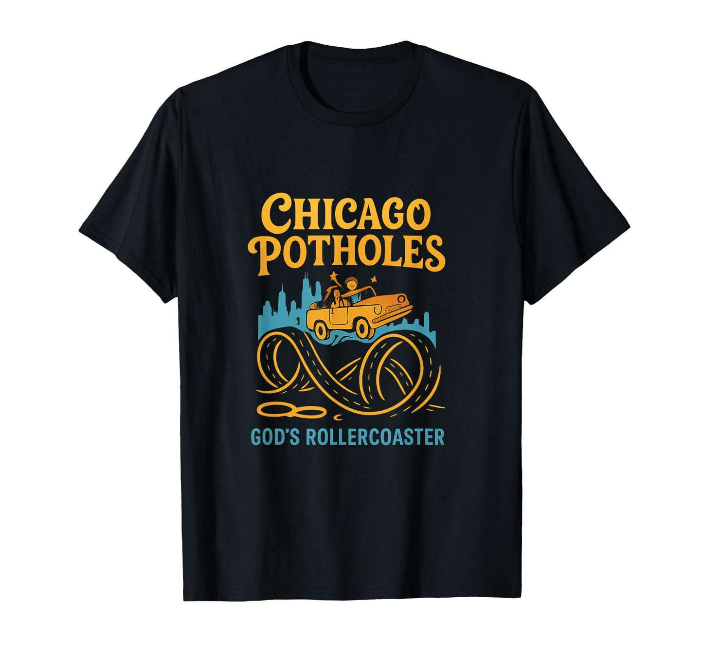 Chicago Potholes Gods Rollercoaster 80s Retro T-Shirt