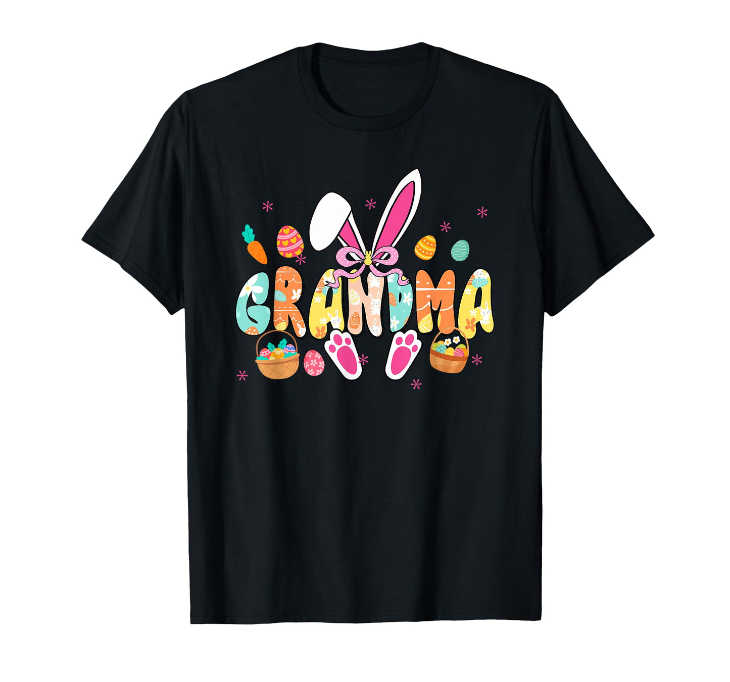 Grandma Easter Grandma Coquette Bunny Ears Eggs Basket Bow T-Shirt