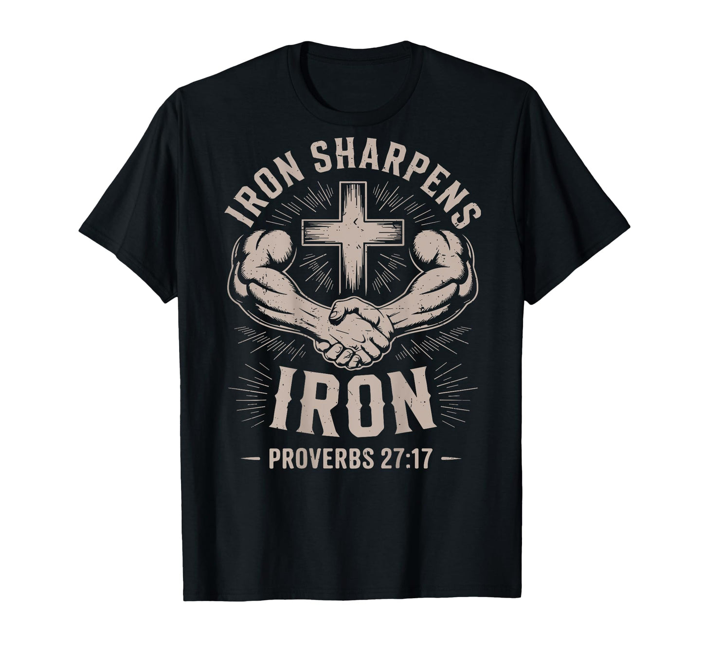 Christian Gym Iron Sharpens Iron Proverb Funny Workout Men's T-Shirt