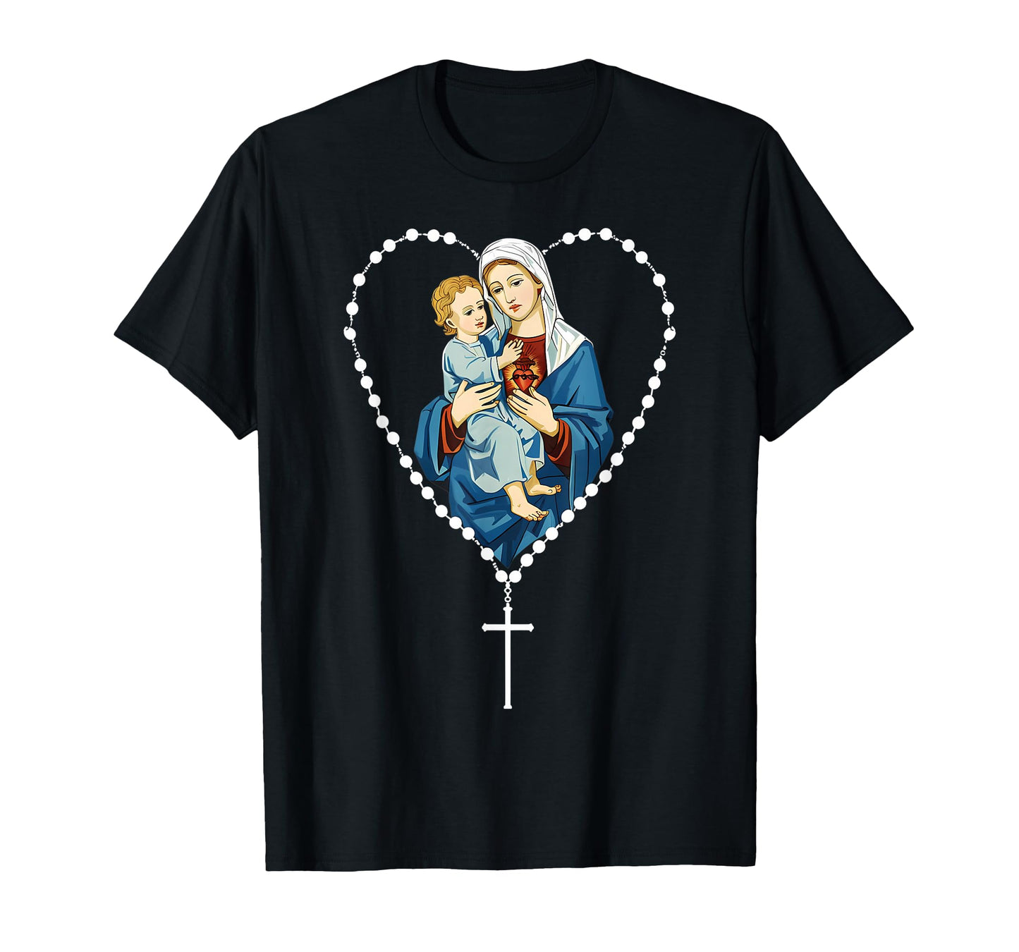 Saint Mary Mother of Jesus Mary With Baby Chist Christian T-Shirt