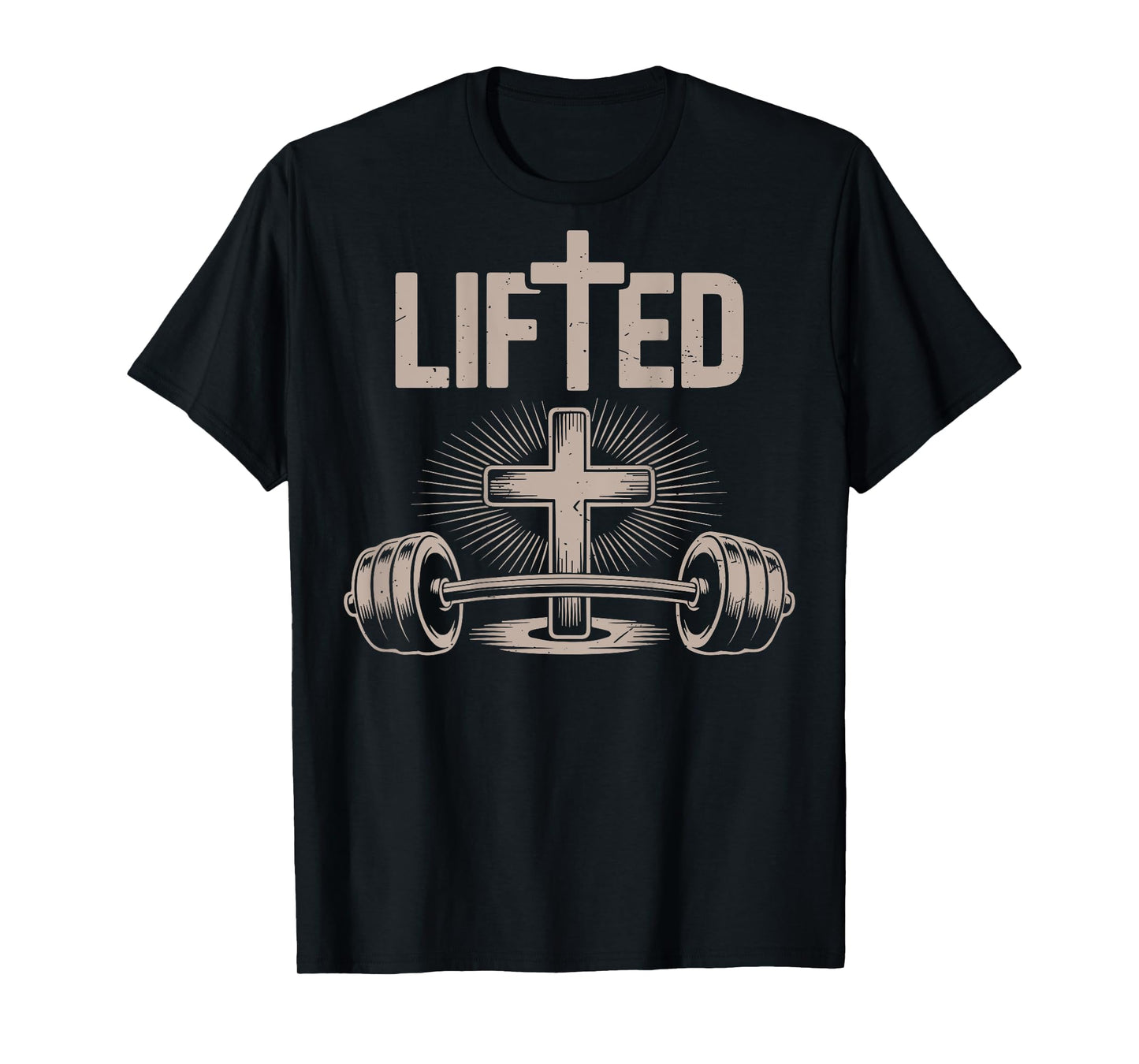 Lifted Funny Christian Workout Gym Jesus Weightlifting Cross T-Shirt