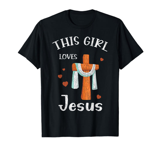 This Girl Love Jesus Teens Kids Women Christian Faith Pajama T-Shirt