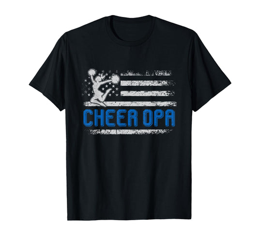 Cheer Opa American Flag Gifts For Father's Day Cheerleader T-Shirt