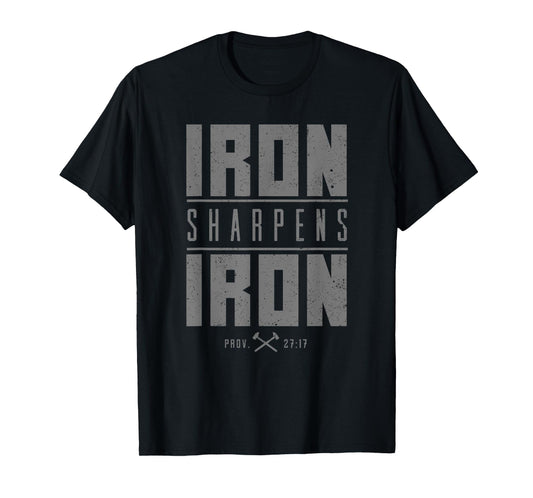 Iron Sharpens Iron Christian Men Bible Scripture Gym Workout T-Shirt
