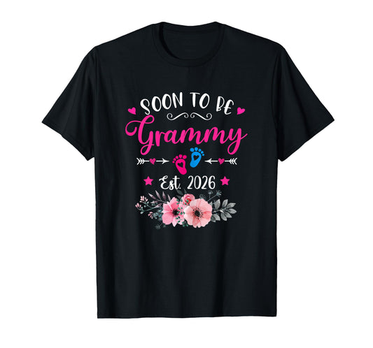 Soon To Be Grammy Est 2026 Promoted To Mother's Day Floral T-Shirt
