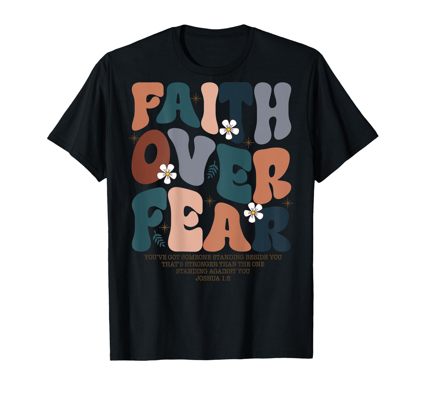 Christian Women Girls Kids Jesus Religious Faith Over Fear T-Shirt