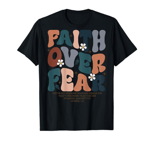Christian Women Girls Kids Jesus Religious Faith Over Fear T-Shirt