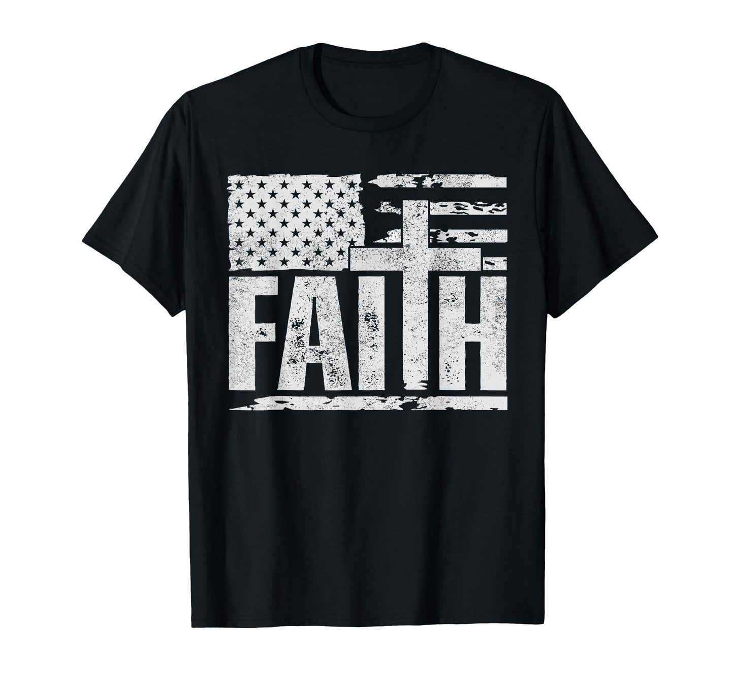 Vintage American Flag Cross Faith Jesus Christian Patriotic T-Shirt