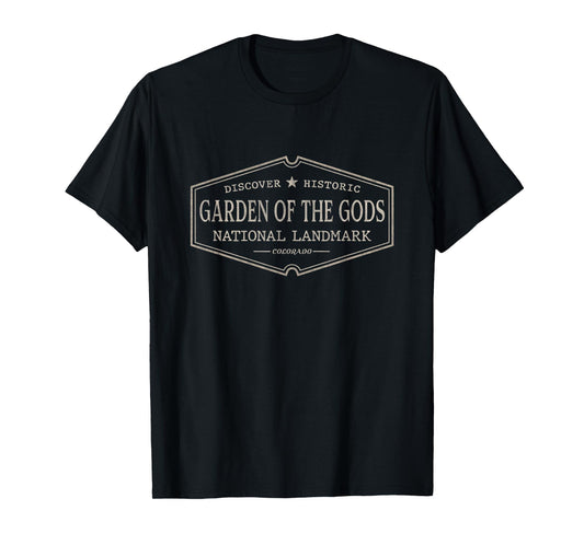 Colorado Standard Apparel Co. Garden of the Gods Colorado Historic National Landmark Retro T-Shirt - Black, Small, Short Sleeve, Unisex-Adults