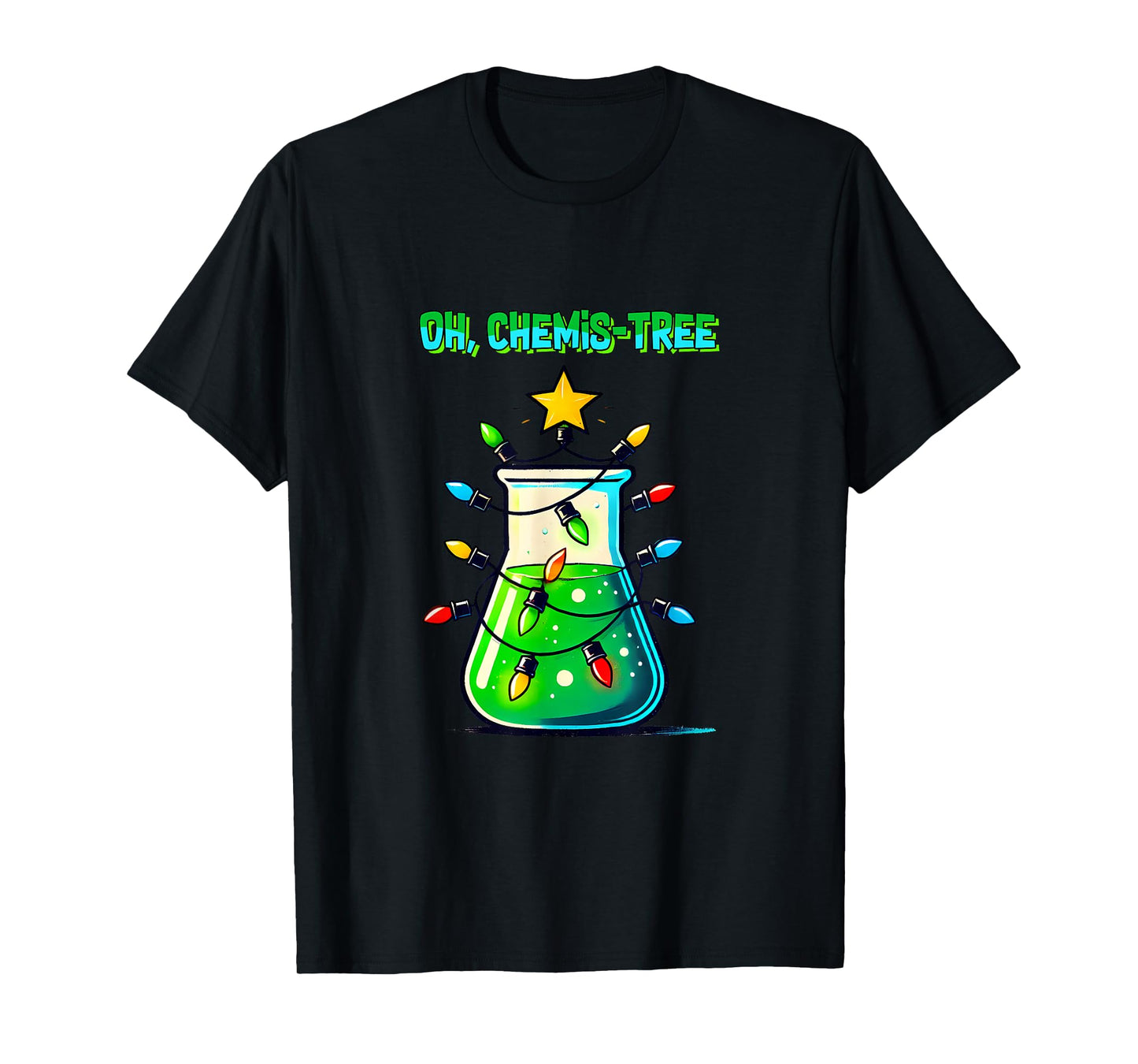 Science Teacher christmas tees Funny Science Teacher Oh Chemis-Tree Christmas Xmas tree Unisex-Adult T-Shirt Black Small