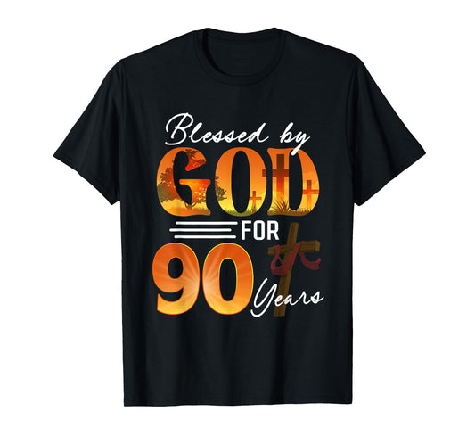 Blessed By God For 90 Years Old Gift 90th Birthday Christian T-Shirt