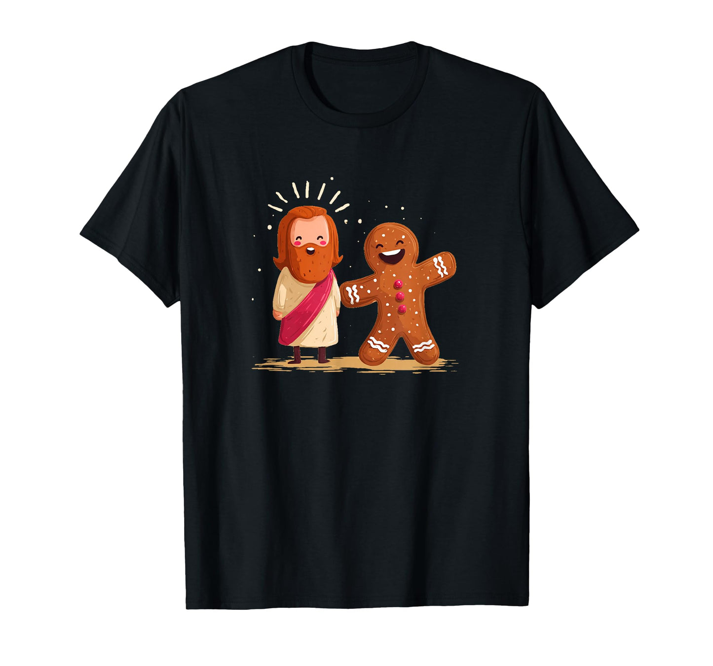 Funny Gingerbread Man and Jesus Christ for Christmas T-Shirt