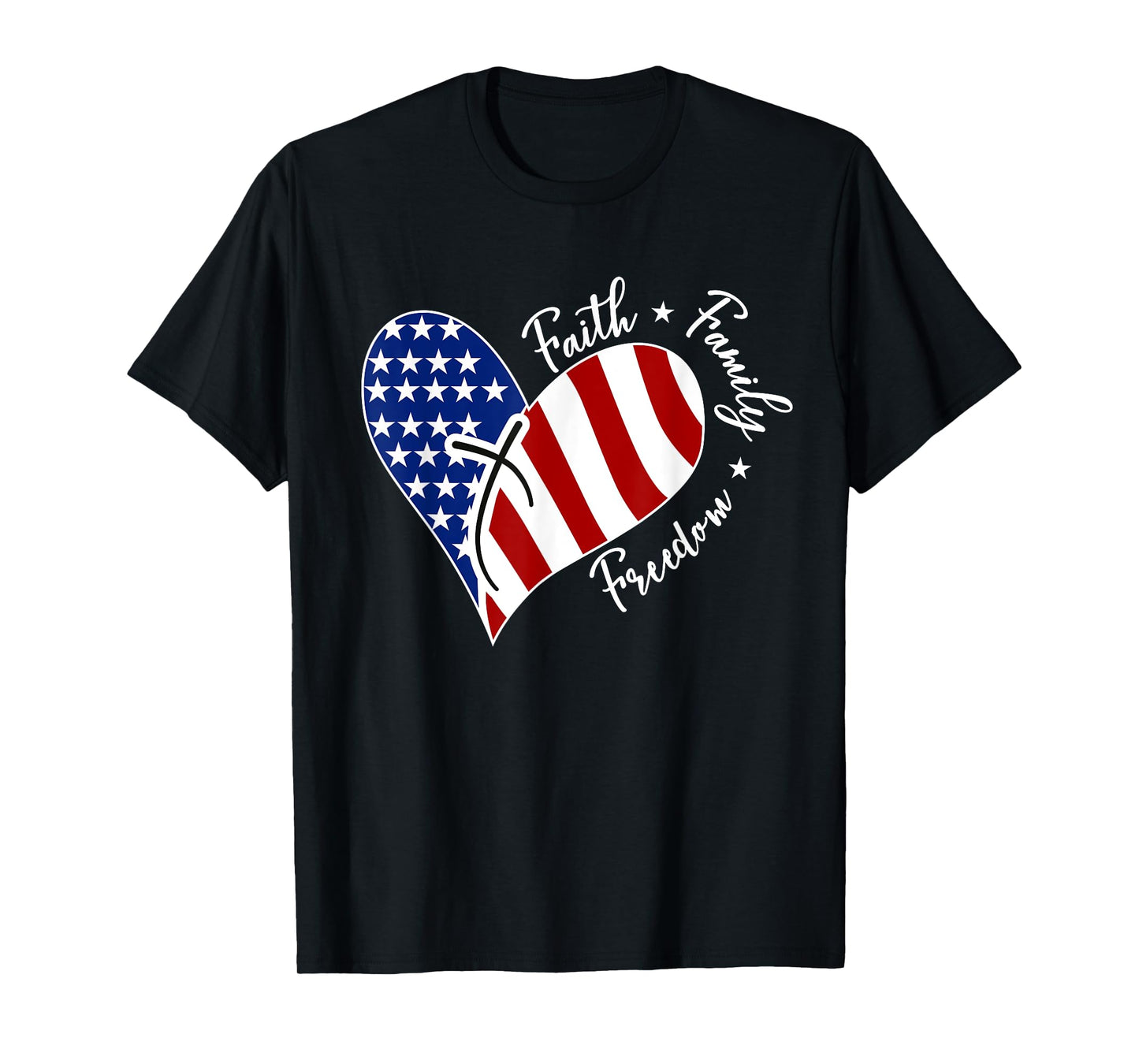 Jesus Cross Heart-Shaped America Flag The Lord Is My Rock T-Shirt