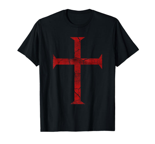 Distressed Deus Vult Knights Templar Cross, Crusader T-Shirt T-Shirt